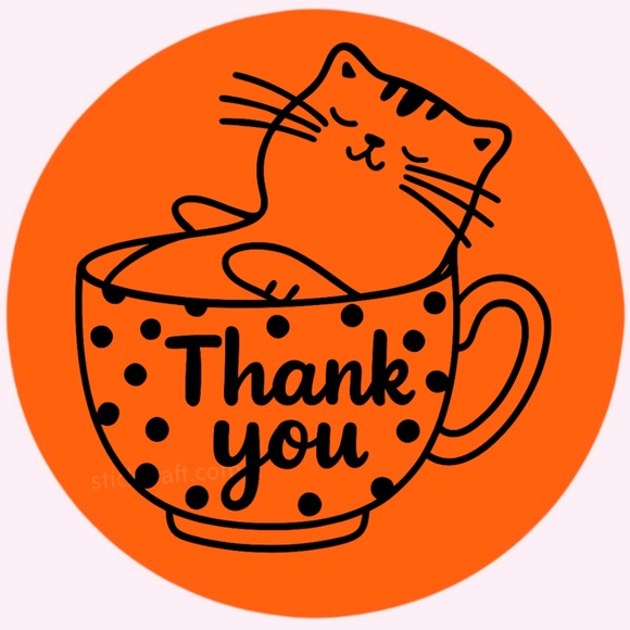 Thank You Cat Stickers Labels Boutique Packaging Thank You Seals - Picture 10 of 14